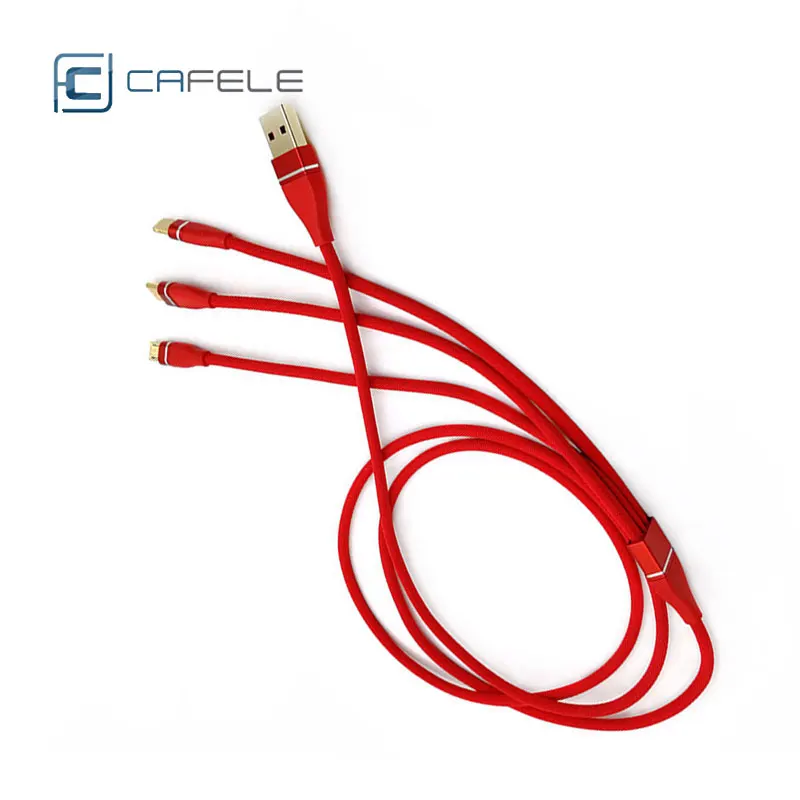 Cafele USB 3 в 1 кабель 2.4A Быстрая зарядка Micro Usb кабели для iphone Xs Max Xiaomi M9 M8 Redmi Note 7 Hua wei