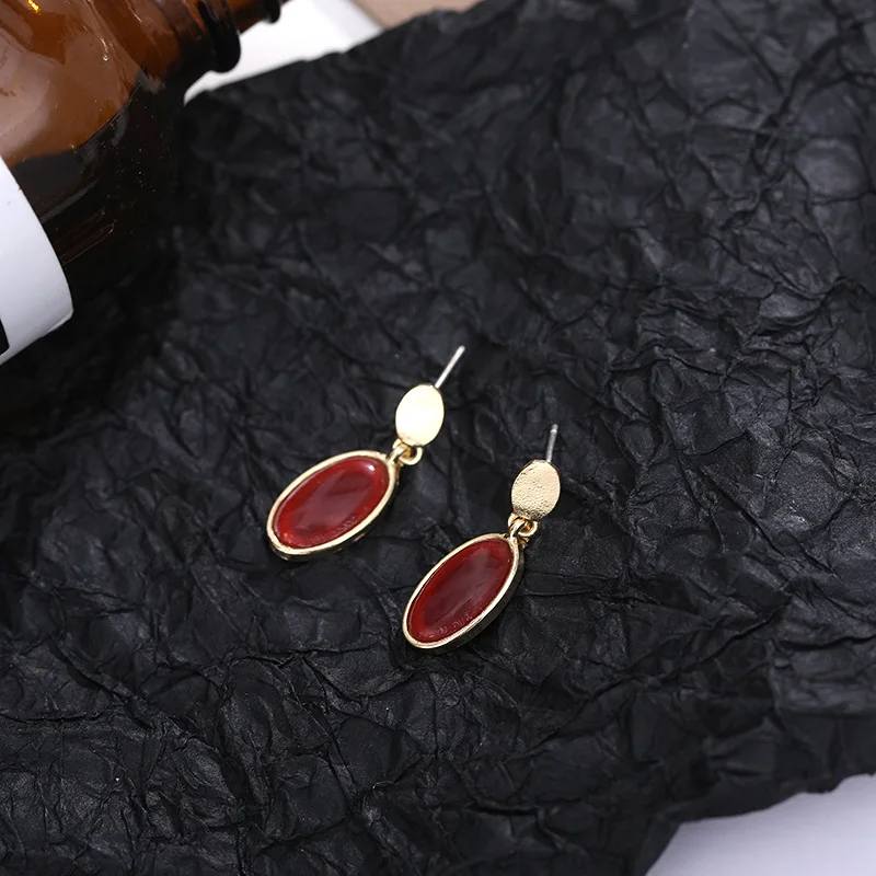 

Korean Trendy Ethnic Vintage Simple Water Drop Oval Geometric Dangle Earring Wholesale Jewelry Gift