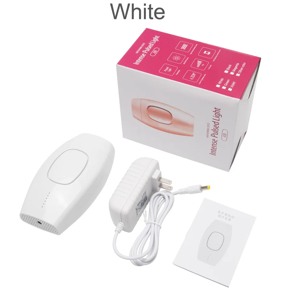 White with box 600000 профессиональный Перманентный IPL эпилятор для женщин, безболезненное лазерное удаление волос, удаление волос на лице, фотоэпилятор - Цвет: White with box