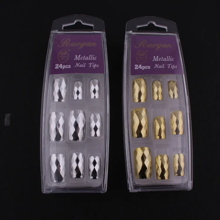 Rhombus UV Mirror Fake Nails Creative Manicure Flat Head Fake Nails Europe And America Popular Plastic Nail Manufacturers Whole