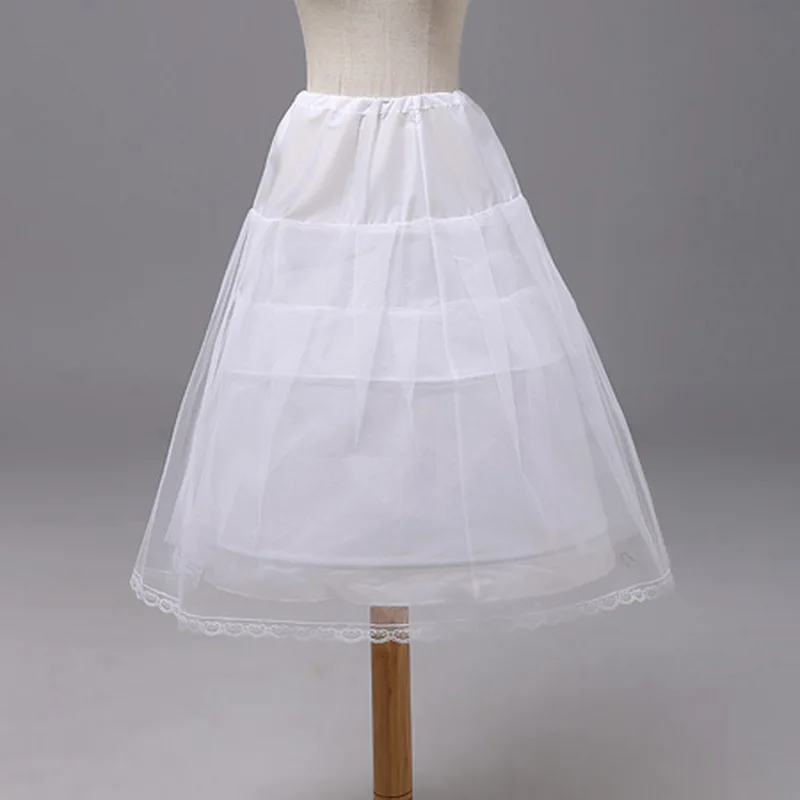 white Flower Girl Petticoats Wedding Crinoline Underskirt kids dress 3 Hoop slip 
