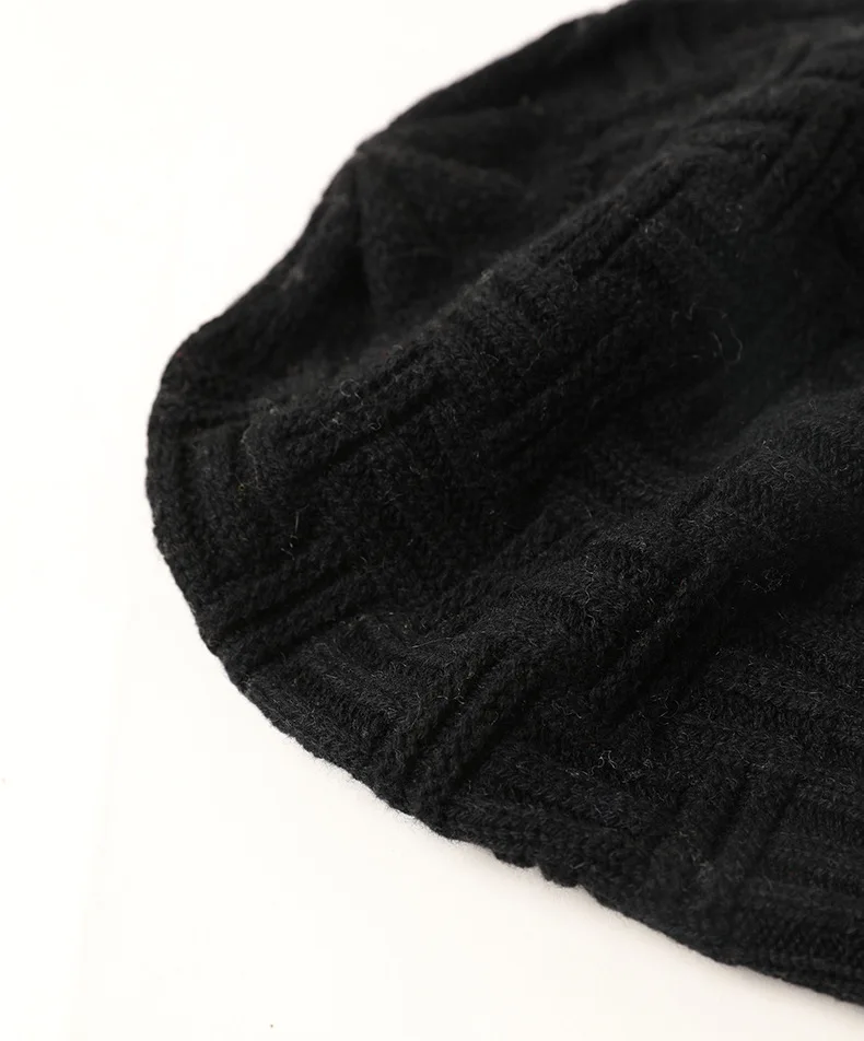 Зимняя шерстяная Шапка-бини, унисекс, теплые шапки, сплошной цвет, серый, черный, Мужская зимняя шапка