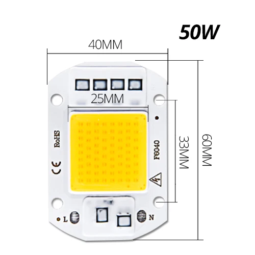 Светодиодный светильник лампы COB светодиодный чип 220V 50W 30W 20W 10W Luces СВЕТОДИОДНЫЙ матричный для Точечный светильник потолочные светильник не нужен драйвер DIY прямоугольные диод - Испускаемый цвет: COB 50W