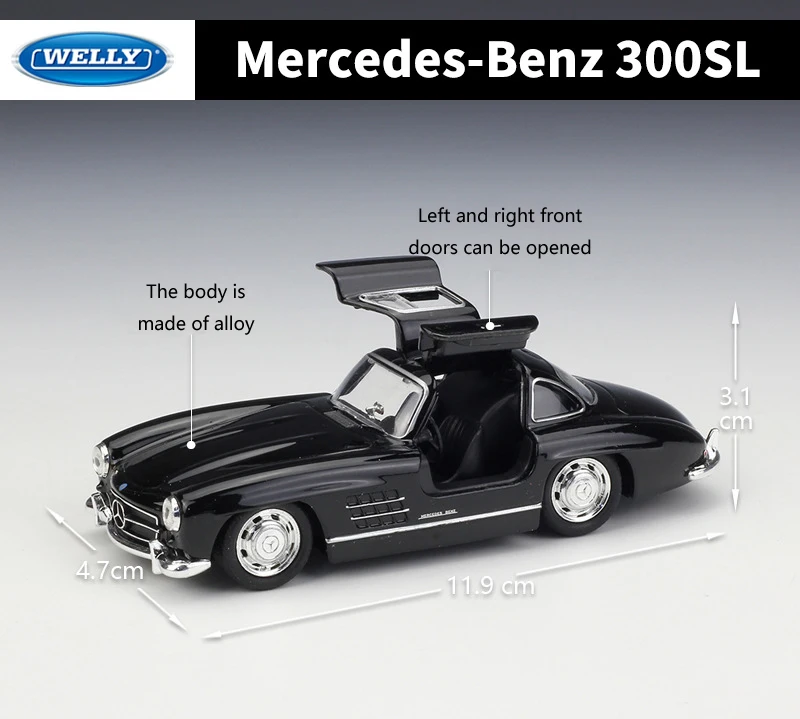Модель литая автомобиля WELLY 1:36 Классическая модель Mercedes Benz 300SL автомобиль с