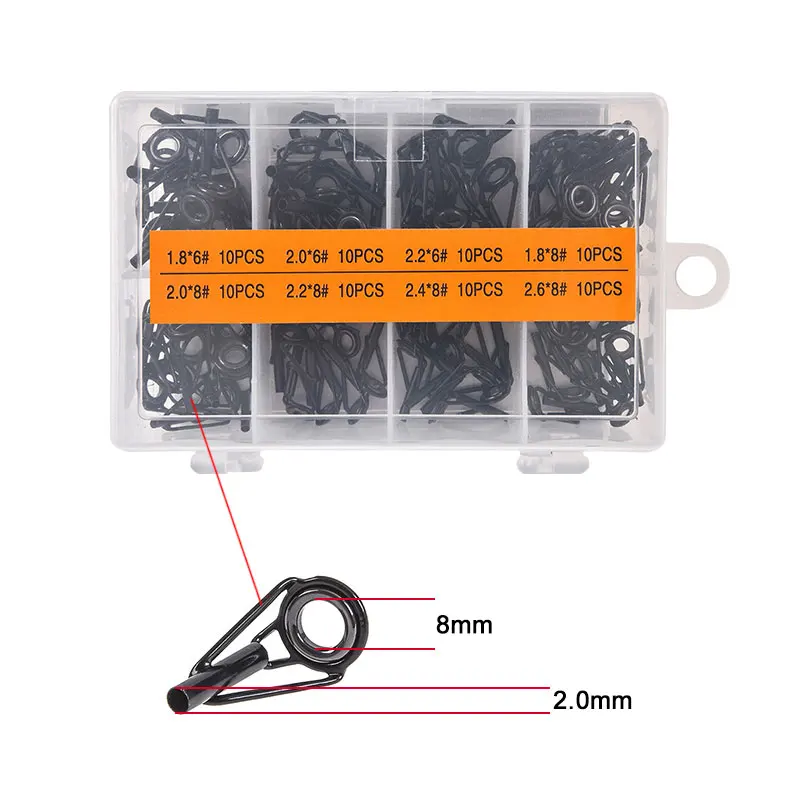 1 Box 80pcs Mixed Sea Fishing Rod Guide Ring Ceramic Tip Top Wire Set Kit Strong DIY Eye Rings For Lure | Спорт и развлечения