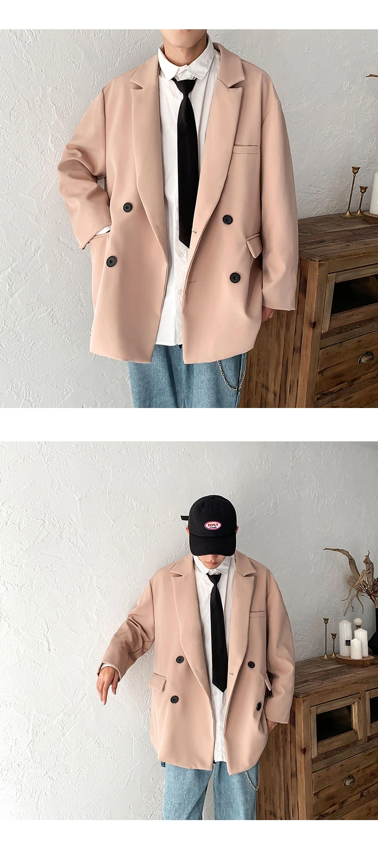 Korean New Men Blazer Black Oversized Blazer Masculino Casual Student Men Blazer hombre