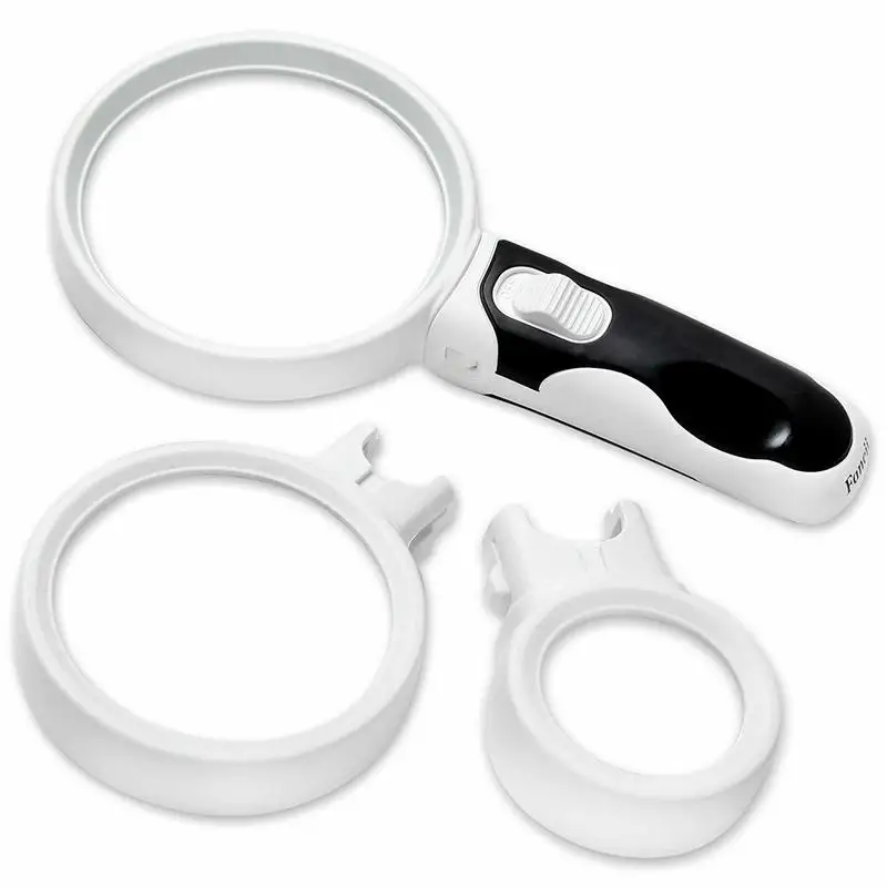 

LED Handheld Magnifying Glass 2X 3.5X and 10X High Power for Seniors Reading Hobby Crafts Computer Repair and Jewelry Loupe