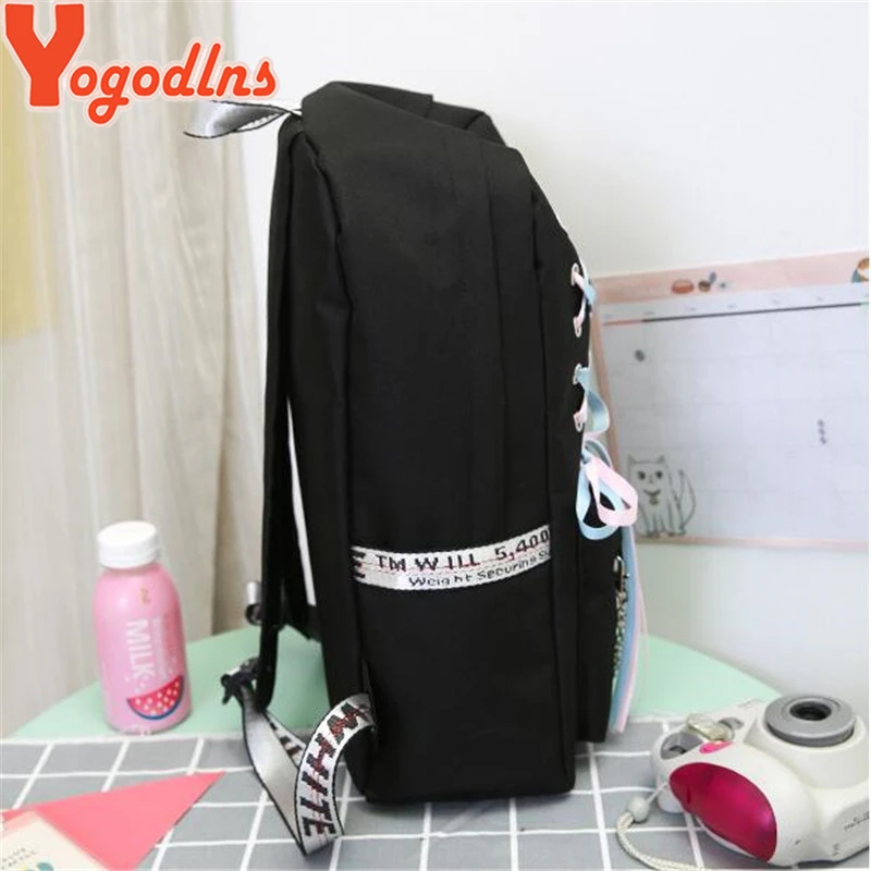 Yogodlns Tide Oxford рюкзак с цветными лентами декоры подростковые девушки школьный ранец женский большой емкости ранец