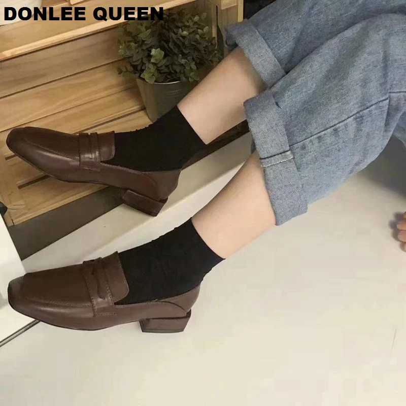 Flats Casual Shoes Women Oxford Shoes Slip On Vintage British Style Oxford Shoes Thick Heel New Autumn Footwear zapatos de mujer
