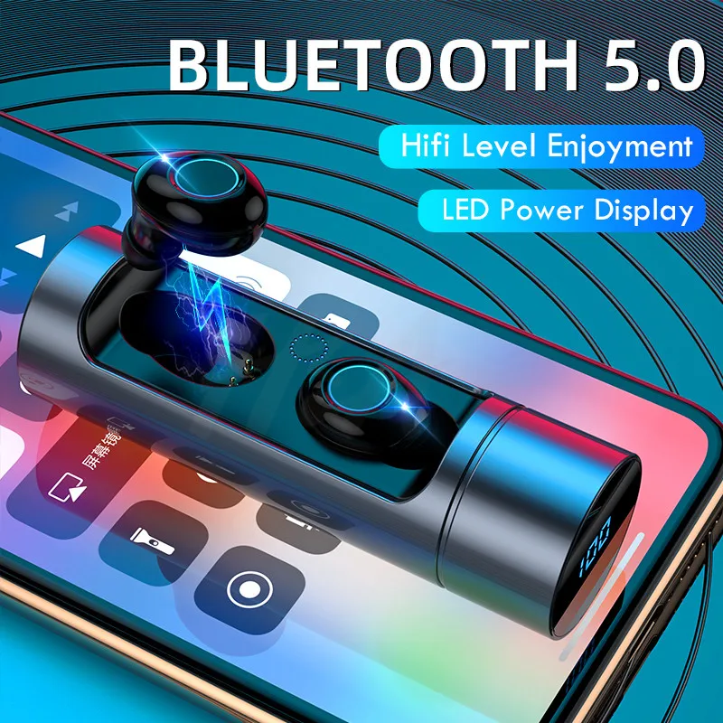 

H&A New Bluetooth V5.0 Wireless Earphone Bass Earbuds Waterproof Headphone With Charging Box For iPhone Xiaomi Earphones Headset