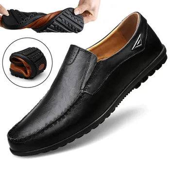 

Summer Men Casual Shoes Luxury Brand Genuine Leather Loafers Men Moccasins Breathable Slip on Italian Boat Shoes Plus Size 37-47