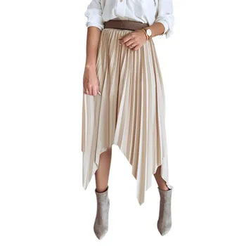 

Autumn Ladies Fashion Simple Casual Wild Pure Slim High Waist Lace Sexy Asymmetric Skirt