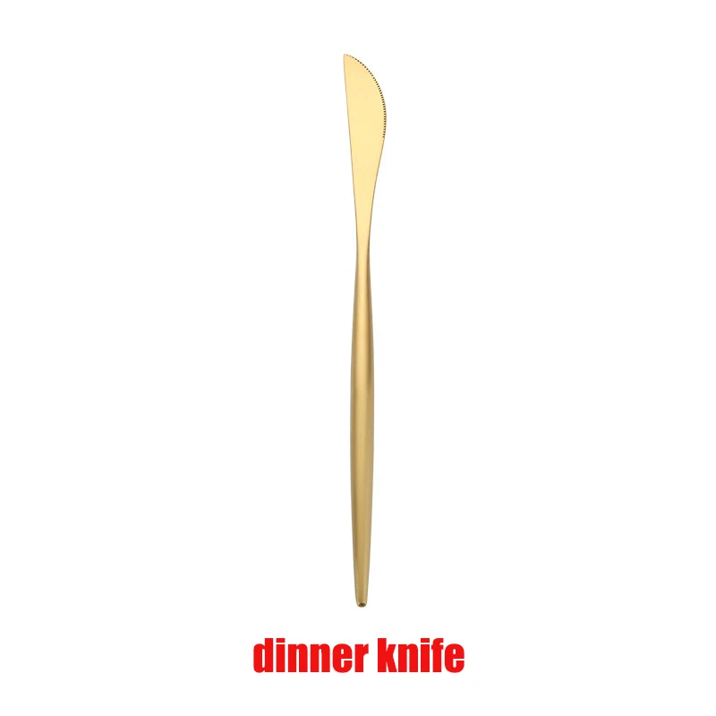 Spklifey набор посуды палочки для еды Золотая посуда вилки, ножи, ложки из нержавеющей стали набор Европейской посуды корейские палочки для еды - Цвет: dinner knife
