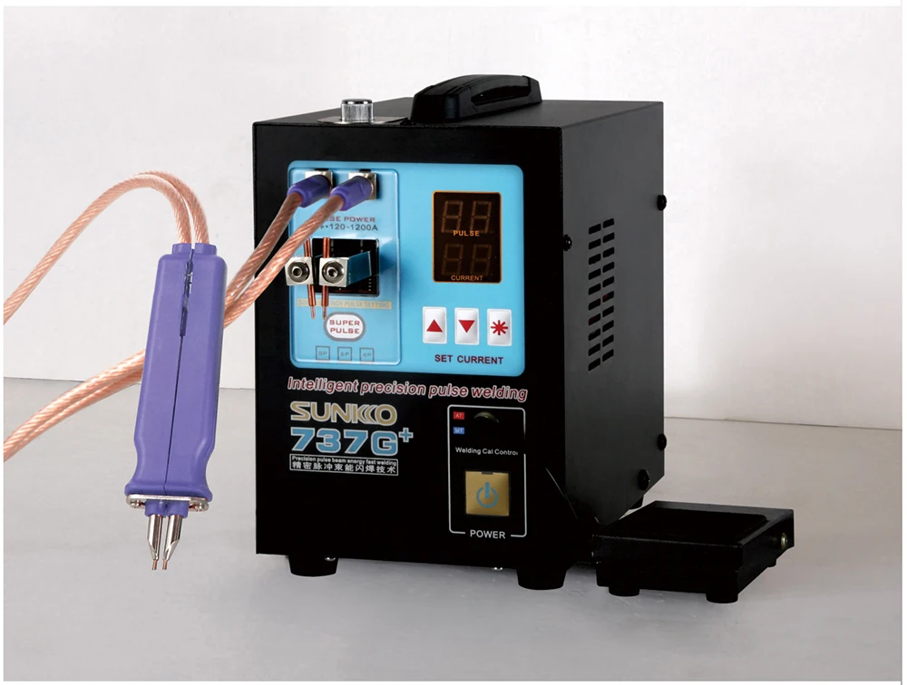 

2 PCs SUNKKO 737G+ Battery Spot welder 4.3KW LED light Spot Welding Machine with 70BN wleding pen for 18650 battery pack
