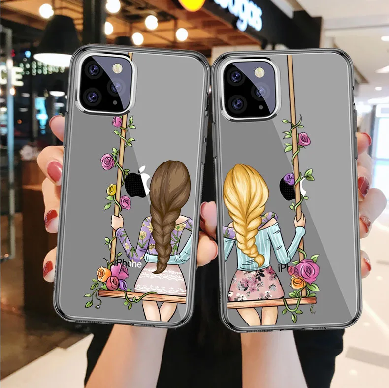 

Girls Bff Best Friends Forever Soft silicone TPU Case For iPhone 6 6S 7 8Plus 11 Pro MAX 2019 XS X10 XR Max Phone back Cover