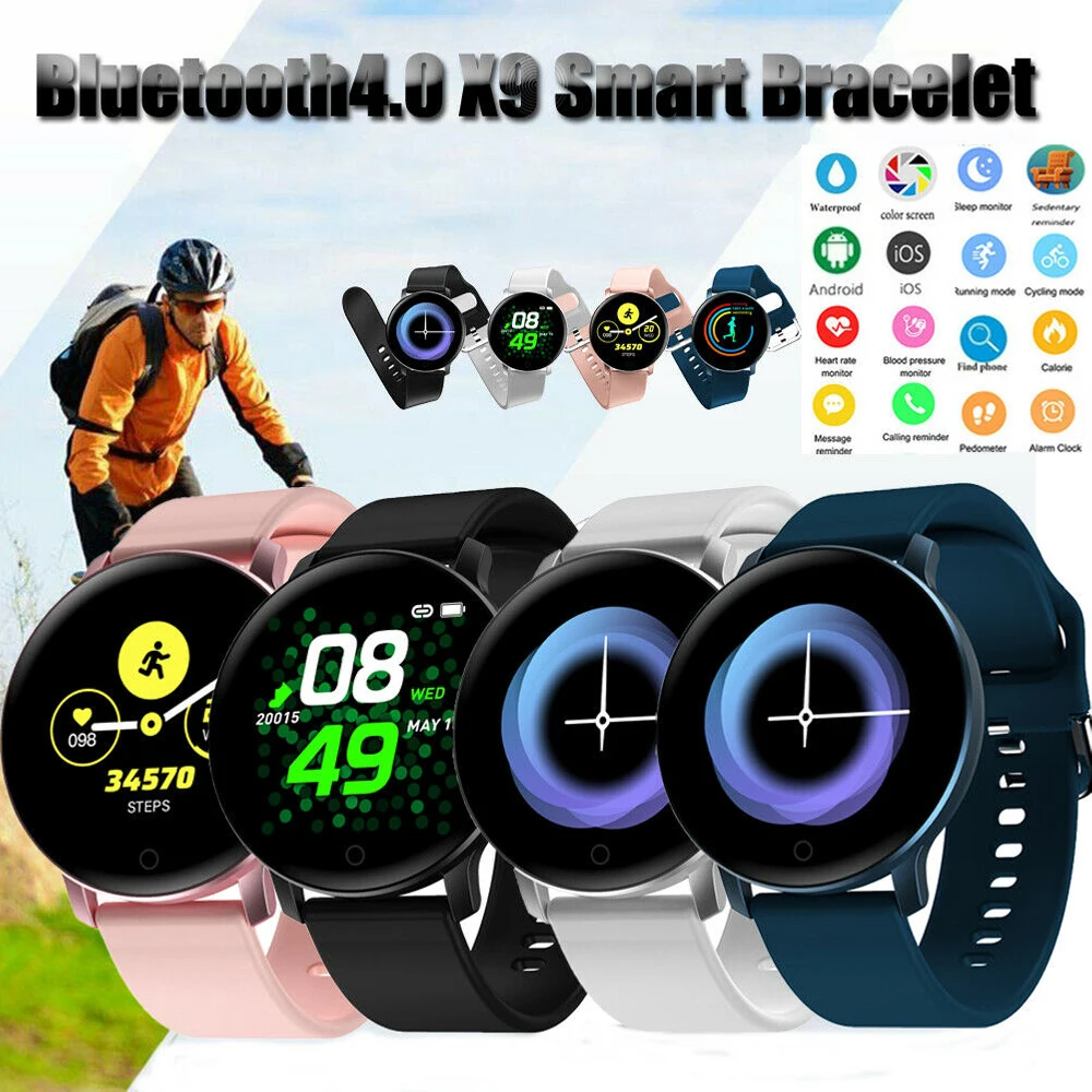 Новейший X9 Bluetooth умный Браслет спортивные водонепроницаемые часы для мужчин и женщин монитор сердечного ритма кровяного давления для iOS Android iPhone