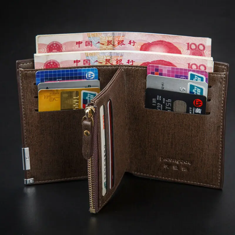 New men's wallet fashion smooth soft leather cross-section multi-function wallet tide short men's wallet quality assurance