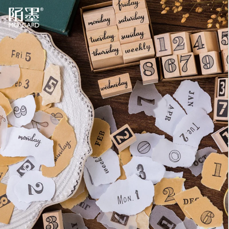 

1 set Basic Function Standard Stamp Month Week Date Stamps For Creative Art Card Scrapbooking Stamps