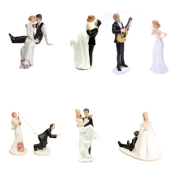 

FUNNY ROMANTIC WEDDING CAKE TOPPER FIGURE BRIDE GROOM COUPLE BRIDAL Groom hooked