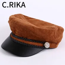 Вельветовая военная шапка женские зимние шапки для мужчин и женщин армейский милитари шляпа из искусственной кожи для девочек козырек черный темно-синяя кепка Матросская шляпа