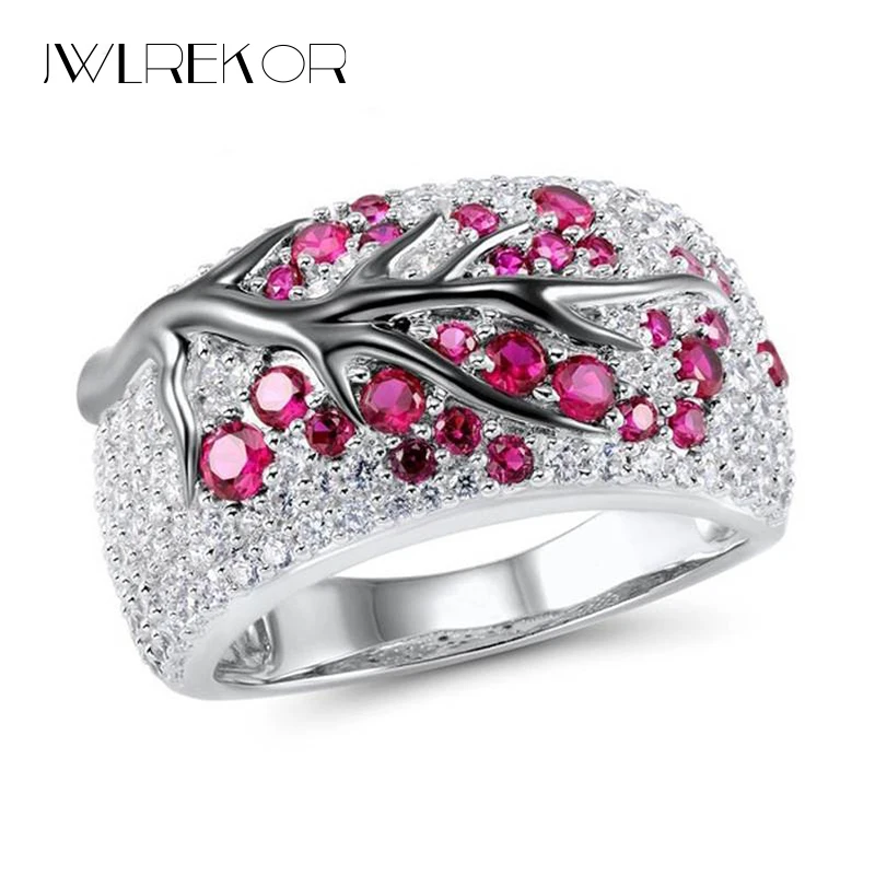 

Newest Shiny Tree Branch Ring of Leaves Rings for Women Unique Punk Plum Blossom Branch Cubic Zircon Wedding Rings Jewelry