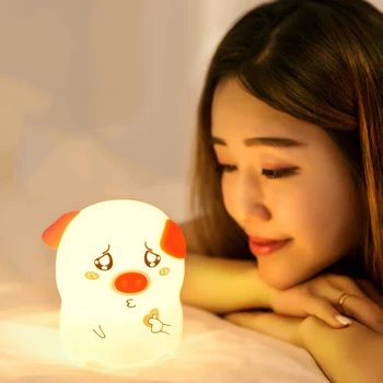

Creative little pig night light for children with sleep pressure relief pat silicone atmosphere new strange gift light
