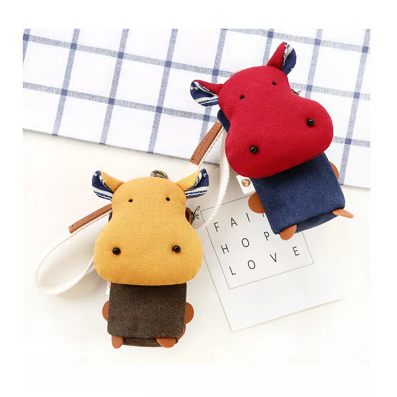 

Meng Cattle Fabric Key Bag Sansebuding Women's Korean-style Cute Mini Change Packet Key Storage Coin Bag