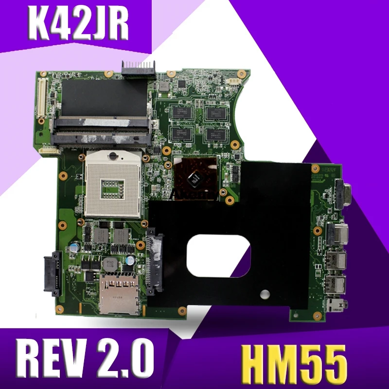 XinKaidi для Asus K42JR материнская плата для ноутбука REV 2,0 HM55 DDR3 для ASUS k42j K42JZ K42JB K42JY ноутбук Mainboa протестирован в целости