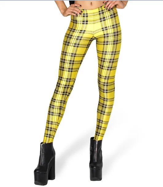 New Arrival Women Slim Designed digital Printed milk vintage Tartan Red Leggings drop shipping