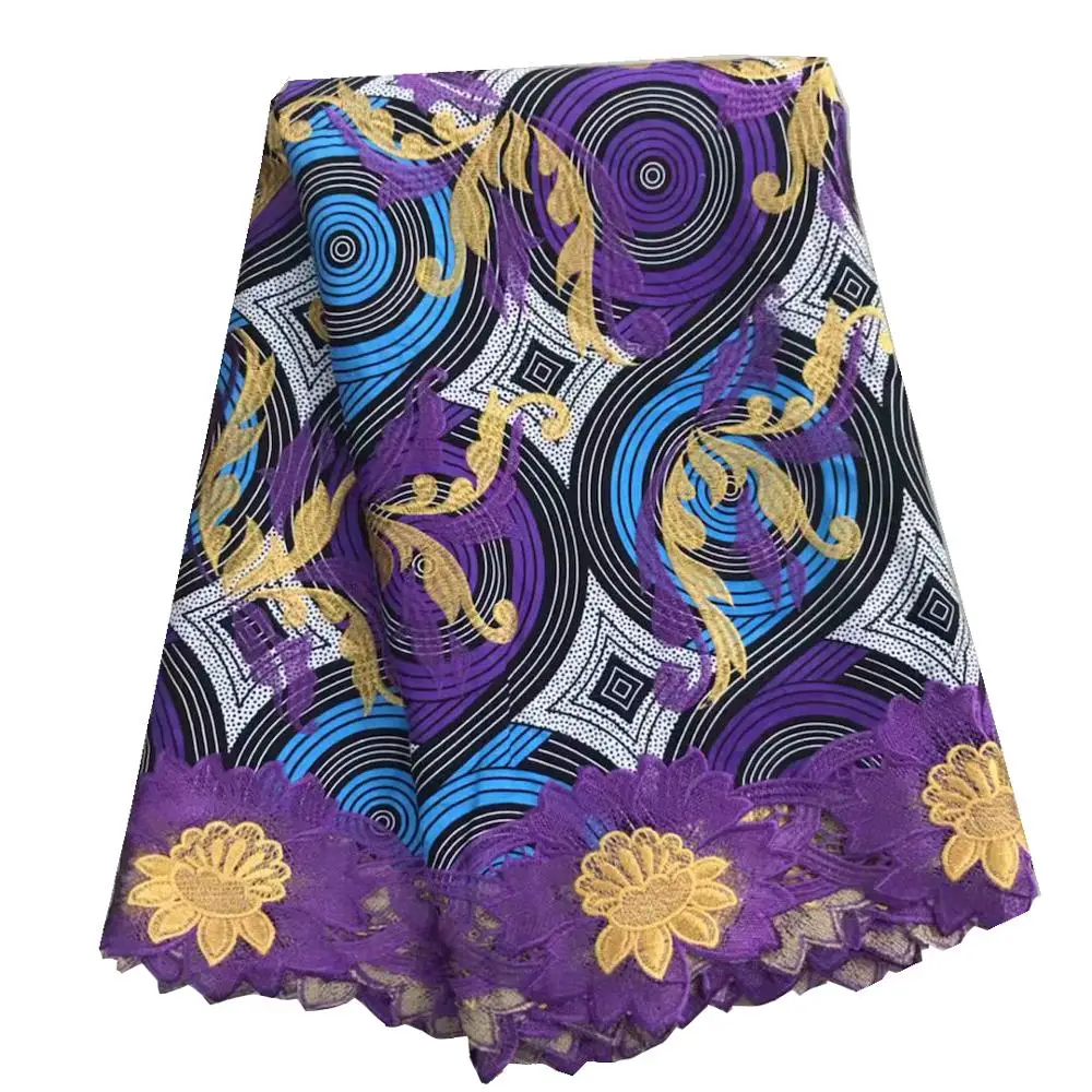 Гипюровая кружевная ткань, вышитая Высококачественная африканская восковая кружевная ткань со шнуром, швейцарское кружево с водой для платья 91110