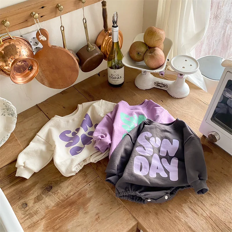 Autumn Baby Boys One Piece Romper Fur Lining Toddler Outfit