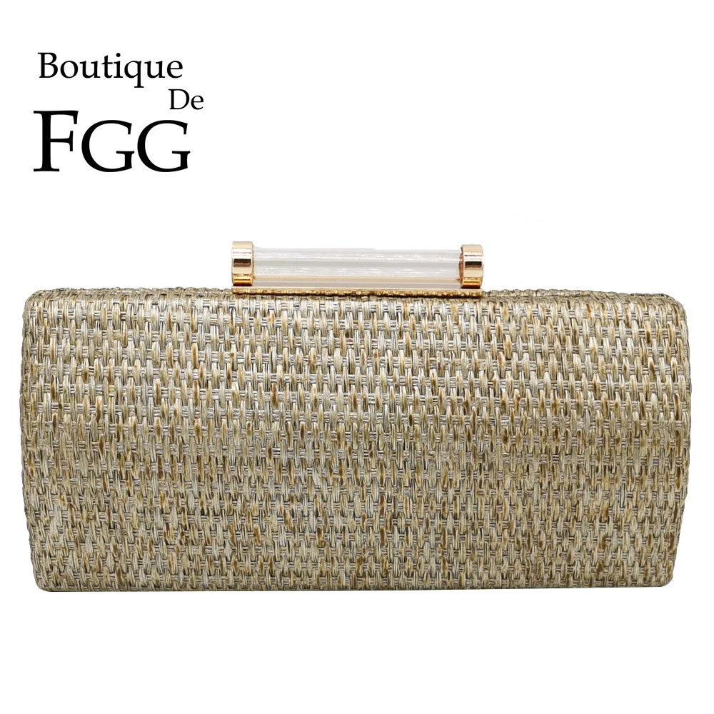 Женский соломенный клатч Boutique De FGG на цепочке вечерняя сумка кроссбоди маленькая