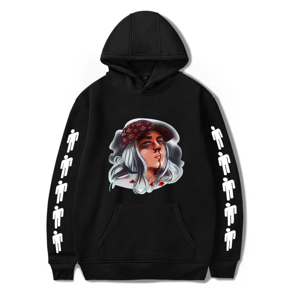 Популярная Толстовка Billie Eilish для женщин и мужчин, новая модная куртка, осенне-зимний удобный черный пуловер для мальчиков