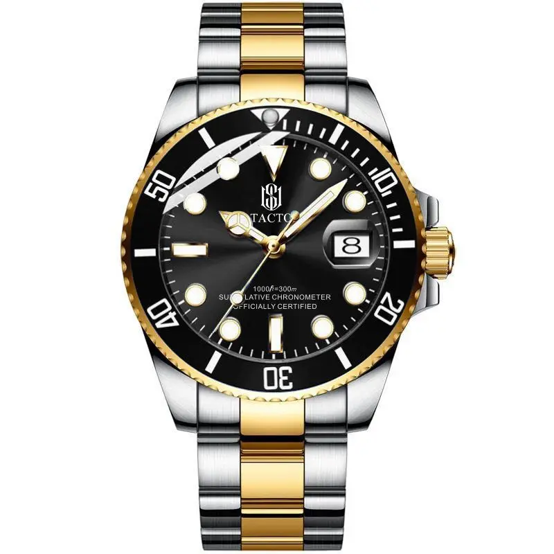2021 TACTO Mens Watches Top Brand Luxury Gmt-Driver Sports Watches Black Steel Case Rotated Male Wrist Watch Relogios Masculinos 