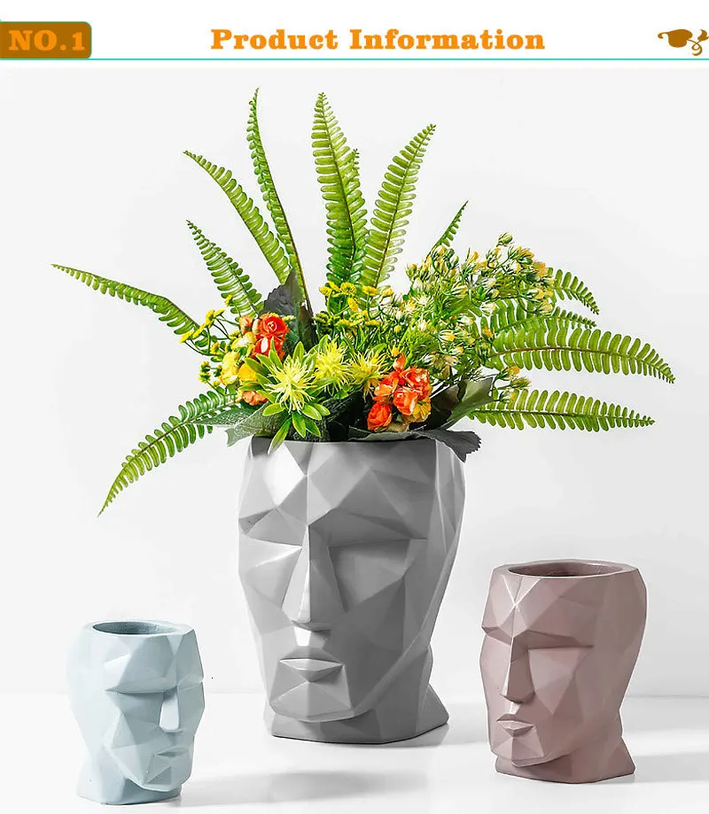 Керамическая ваза для лица человека домашнее Настольное декоративное оформление из цветов контейнер для офиса большое украшение цветочный горшок ручной работы искусство