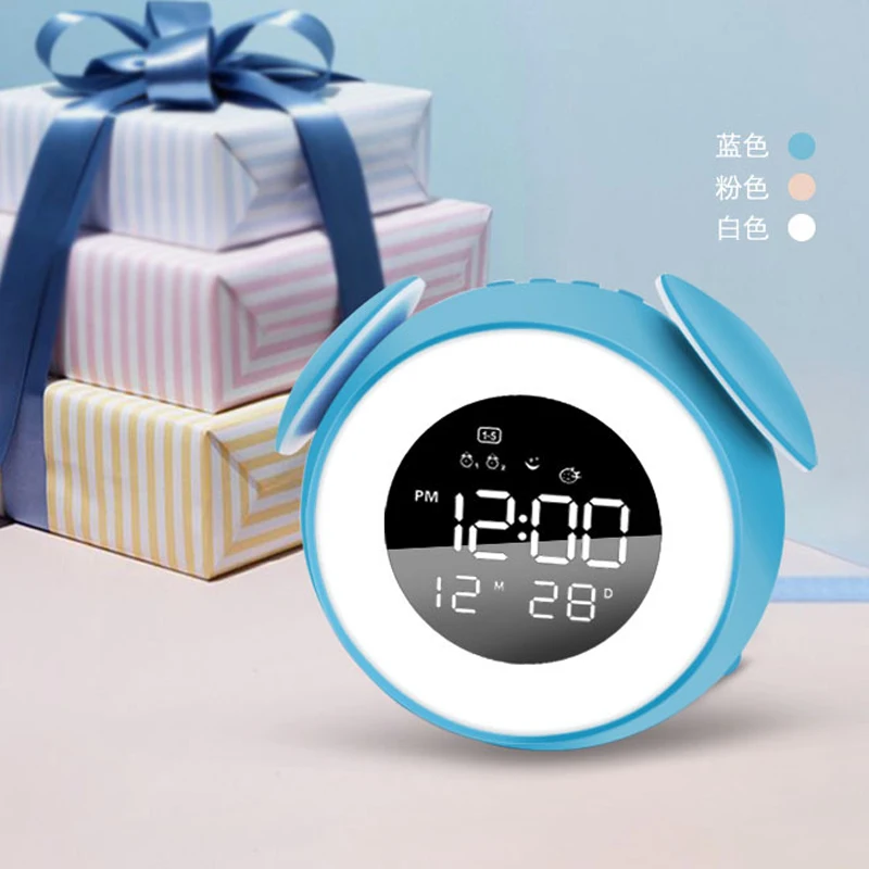 12/24 часов работы будильник, милый мультфильм Красочный светодиодный автоматическое изменение яркости день/ночь настольные часы зарядки