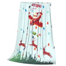 Christmas Elk Pattern Printing Portable And Breathable Fleece Blanket Bed Sofa Flannel Fabric Blanket Support Your Customized