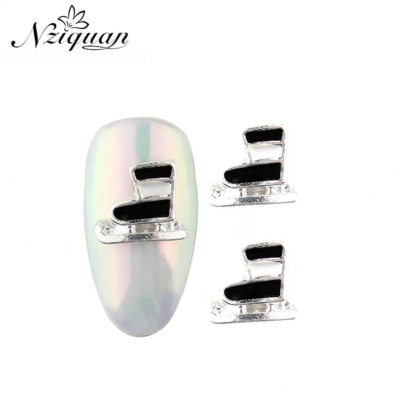 

Fashionable 10 pieces of black snow boots nail accessories 10*9mmNZIQUANDIY Christmas set 3D rhinestone decoration