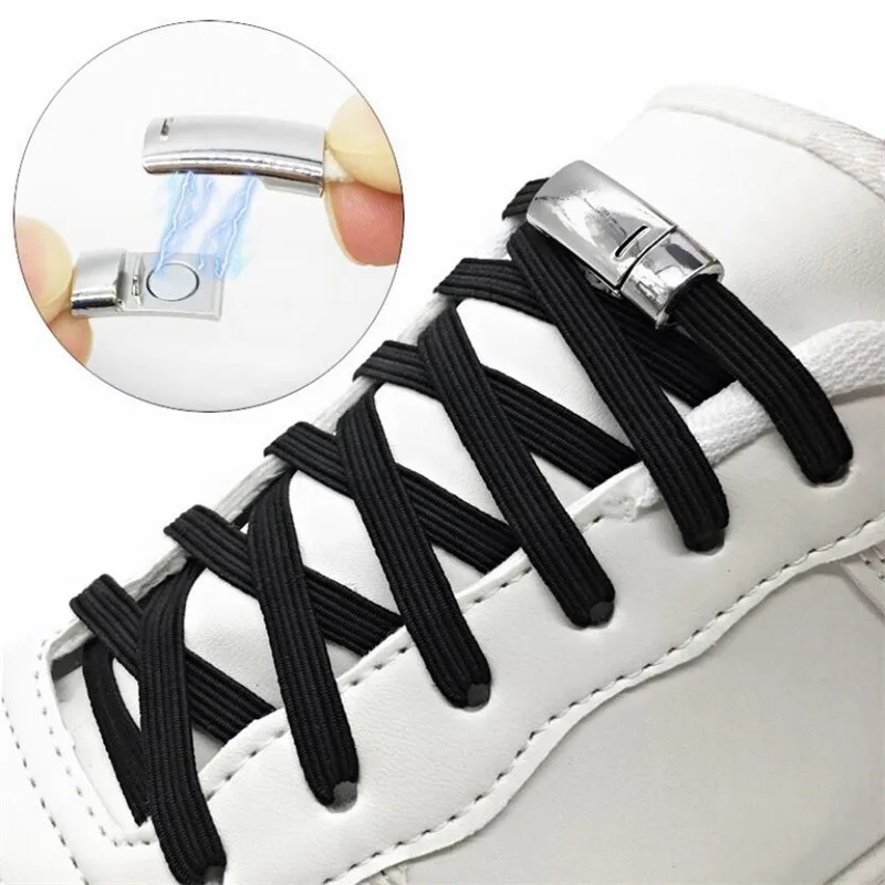 1 par elástico magnético cordones de los zapatos de bloqueo creativo rápido zapato que No se ata los cordones niños adultos cordón de zapatos Unisex zapatillas de deporte Zapatos de las cuerdas