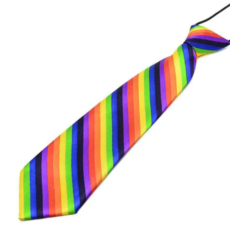 Предварительно завязанный эластичный галстук в радужную полоску с леопардовым принтом яблока для мальчиков, детские шелковые галстуки, сценический костюм для выступлений - Цвет: 12