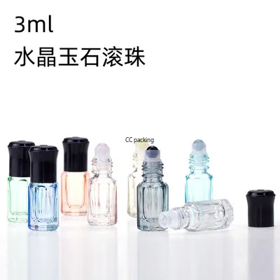 Толстое стекло прозрачное 3 мл 6 мл 12 мл attar массажное масло стеклянная бутылка, драгоценные камни ролики Кристалл Камень ролл на бутылках для эфирных масел