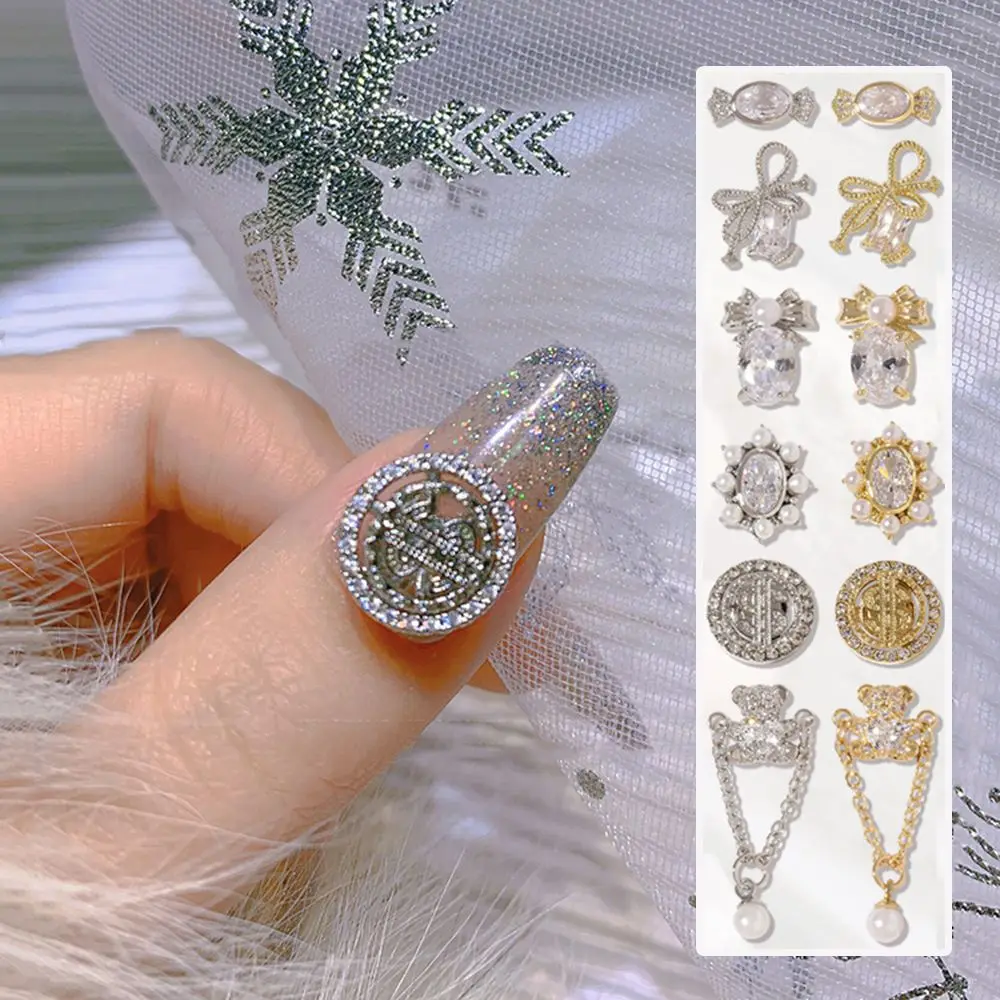 Creative Rotatable Dollar Coin Nail Art Decor Shiny Bear Chain Tassel Pendant Luxury Delicate Supplies | Красота и здоровье