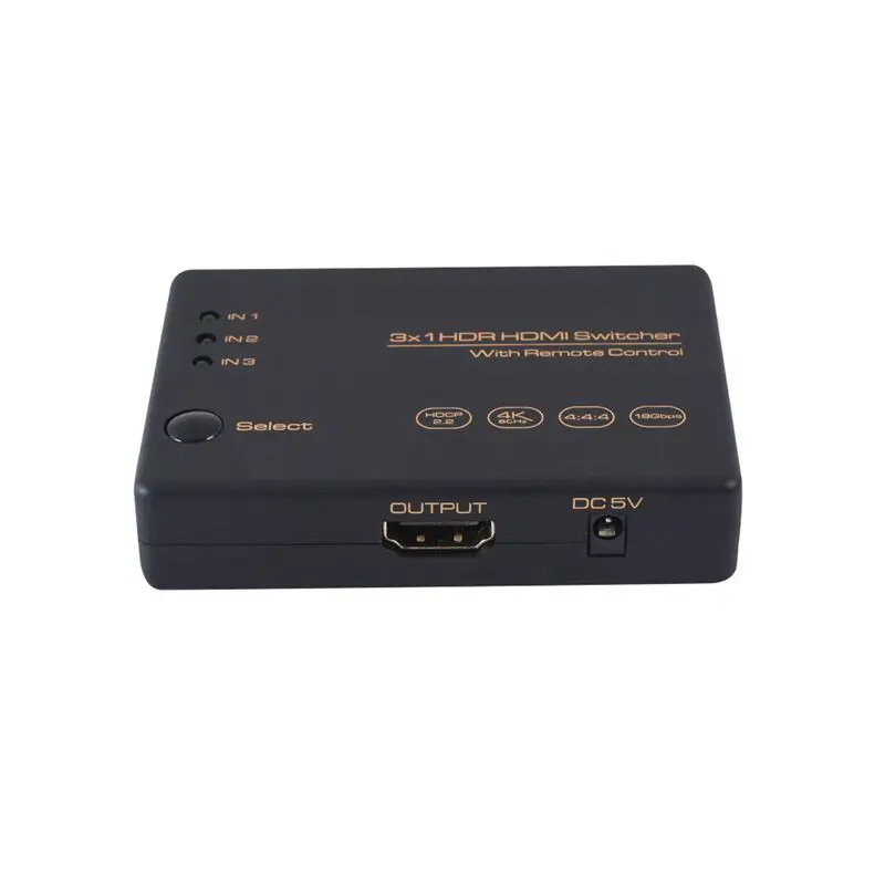 

HDMI Switch 4K, 3 port HDMI with IR Control,4K60Hz,HDCP 2.2 HDMI 2.0, Dolby Atmos & ATS, 3 Port auto switching hdmi switcher f