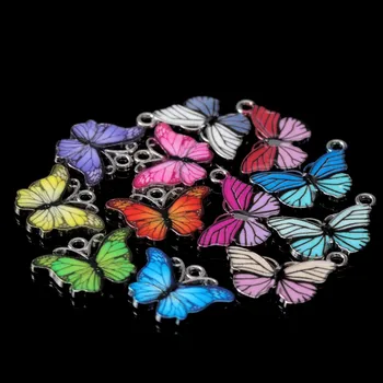 

10Pcs/lot Trendy Alloy Butterfly Setting Acrylic Charms Lovely DIY Animal Pendant Handmade Jewelry For Necklace Bracelet