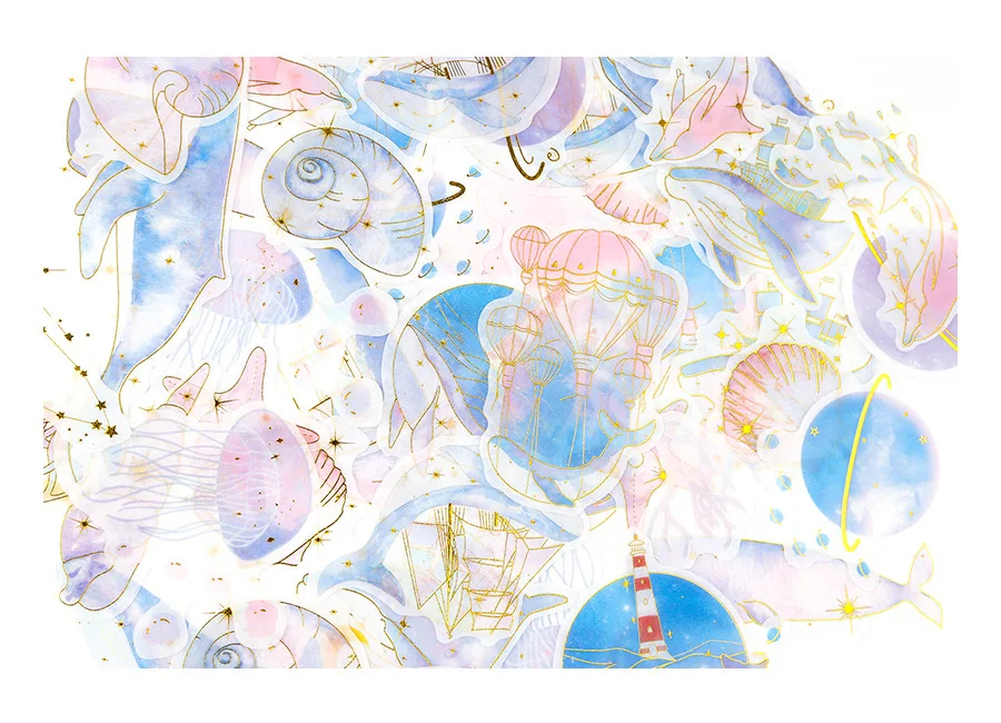 60 pcs/pack Dream Whale Decorative Sticker Set Diary Album Label Sticker DIY Scrapbooking Stationery Stickers Escolar