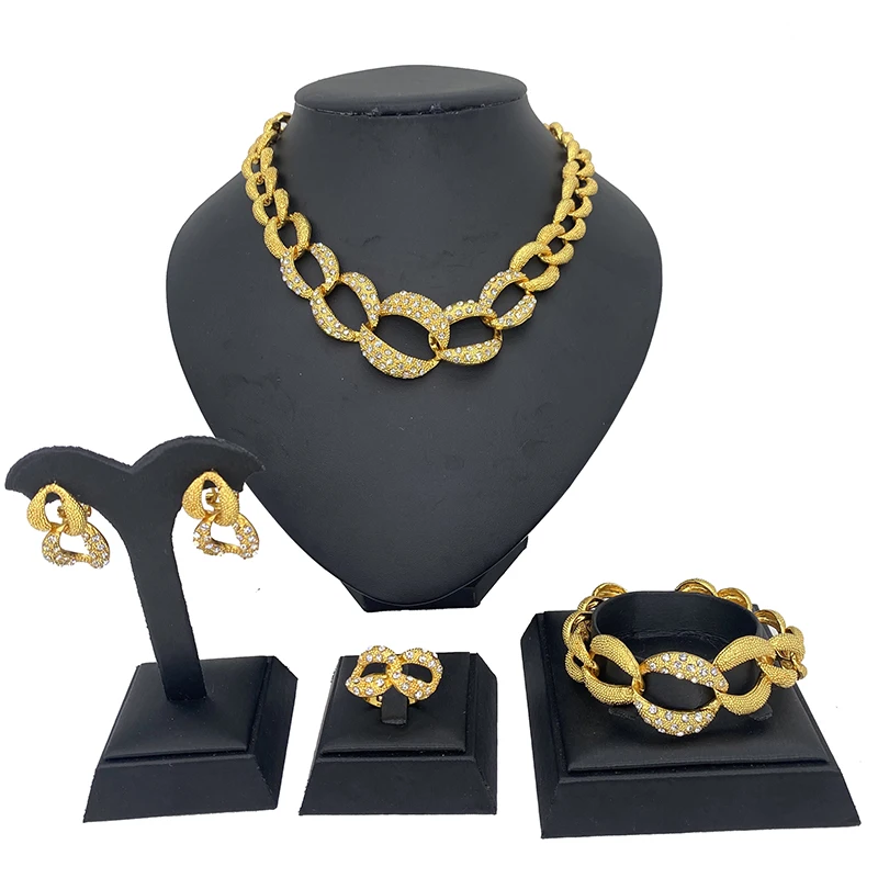 

Dubai gold color jewelry sets for women girl luxury necklace earrings bracelet ring India African wedding ornament wife gifts
