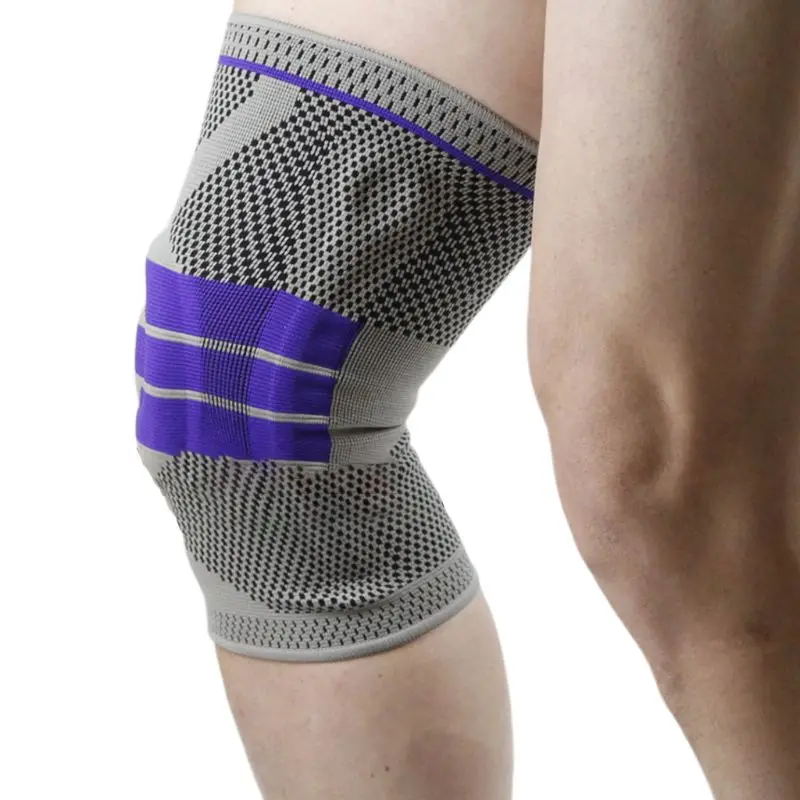 Фиксатор колена компрессионный чехол эластичные шарфы Patella стабилизатор с силиконовыми наколенники протектор для избавление от боли при артрите