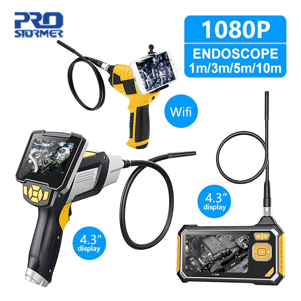 PROSTORMER 8 мм эндоскоп 1080P труба Инспекционная камера IP67 Водонепроницаемый эндоскоп Гибкая камера бороскоп для ремонта автомобиля инструмент