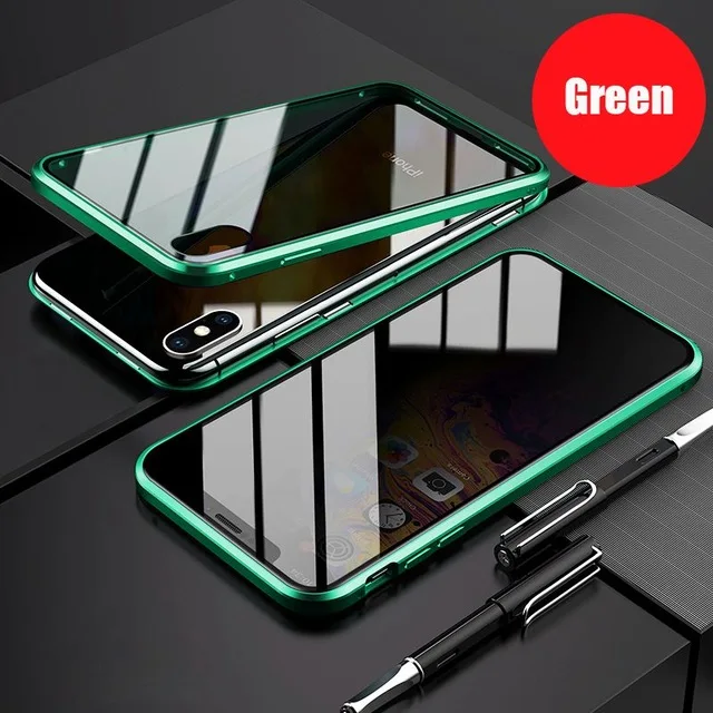 Магнитный чехол для samsung S10 S9 S8 Note 10 для huawei P20 P30 Pro Redmi Note 7 для iPhone 11 Pro Max X XR XS Max 7 8 6 - Цвет: Green