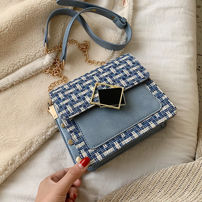 

YL Elegant Female Flap Square Bag 2020 High Quality Wool Women's Designer Handbag Lock Chain Shoulder Messenger Bag Travel Bag